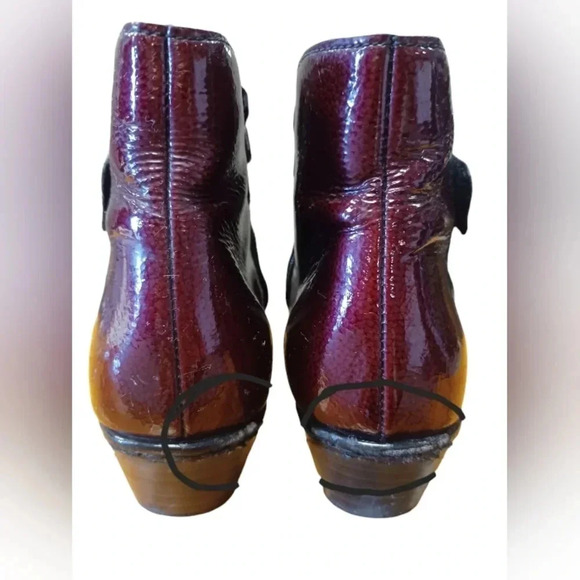 Rieker Red And  Black Zip Up Ankle Boots Size 39 - Picture 10 of 10